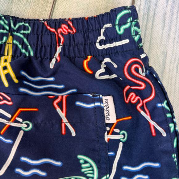 Chubbies Neon Lights Swim Trunks Bathing Suit Mens Large Tropical Palm Trees - Picture 7 of 8